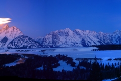 Moon Reflection in Snake River in the Teton Range